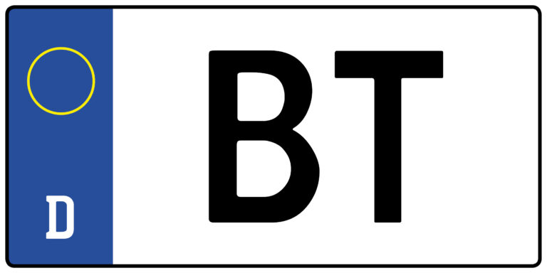 Wofür steht das Auto-Kennzeichen BT?