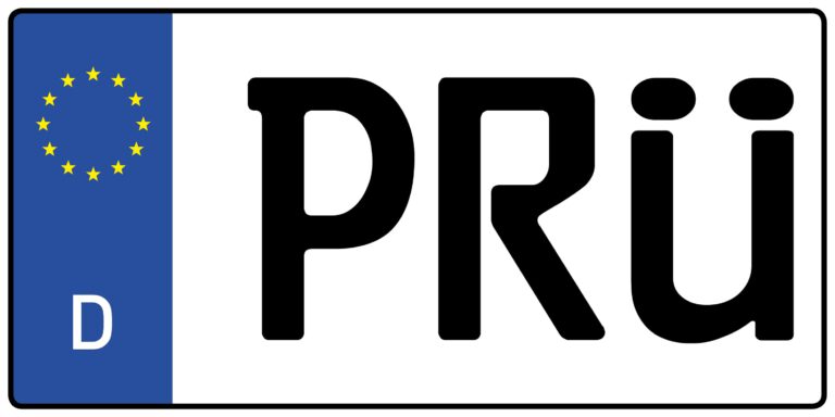 Wofür steht das Auto-Kennzeichen PRÜ?