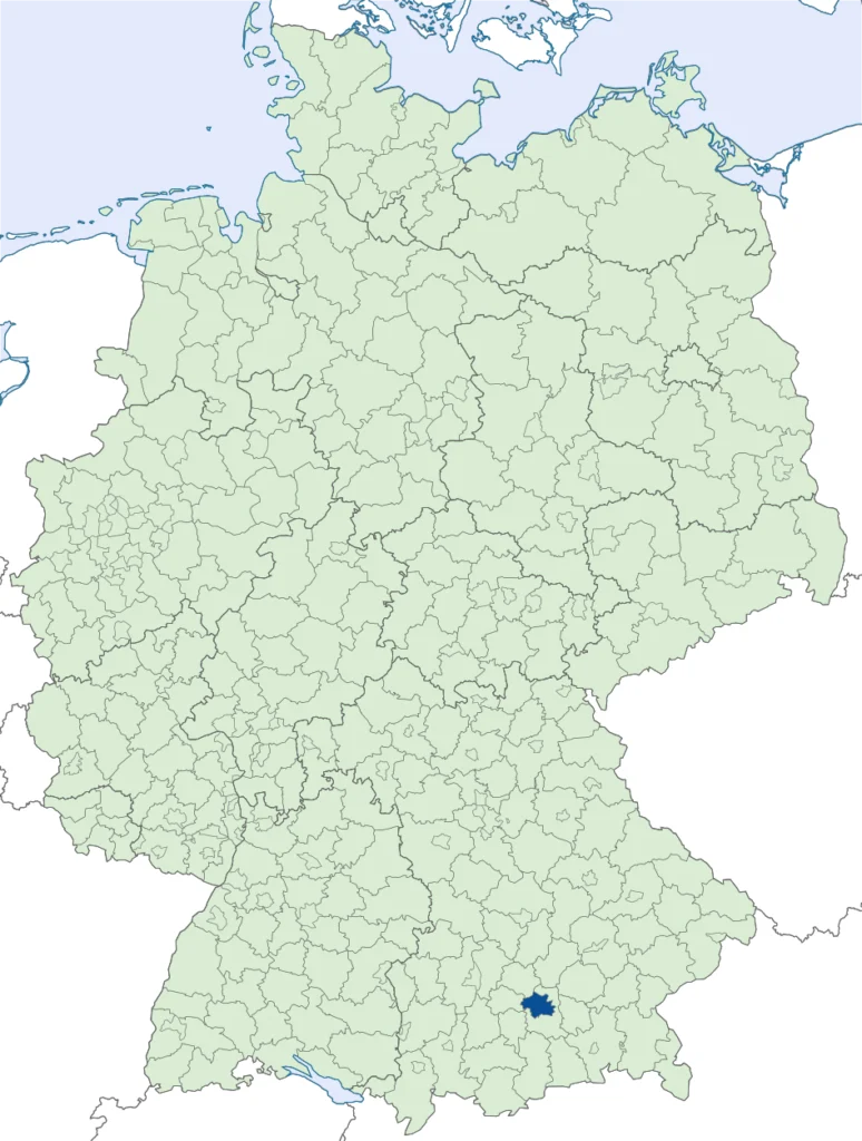 Landkreis Karte von Deutschland - hervorgehoben ist die Stadt München
